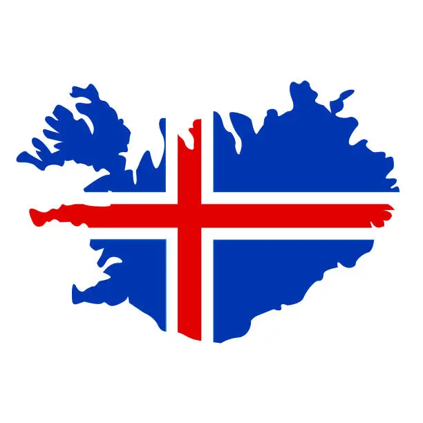 Vector illustration of Iceland flag in the map