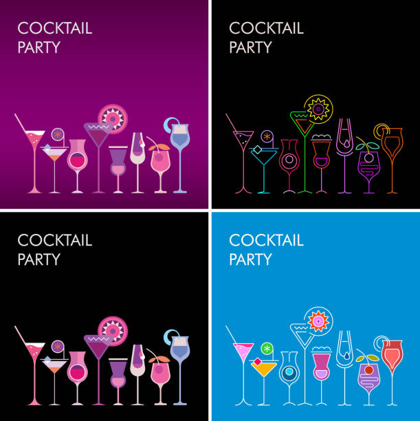 illustrazioni stock, clip art, cartoni animati e icone di tendenza di sfondi vettoriali del cocktail party - manhattan