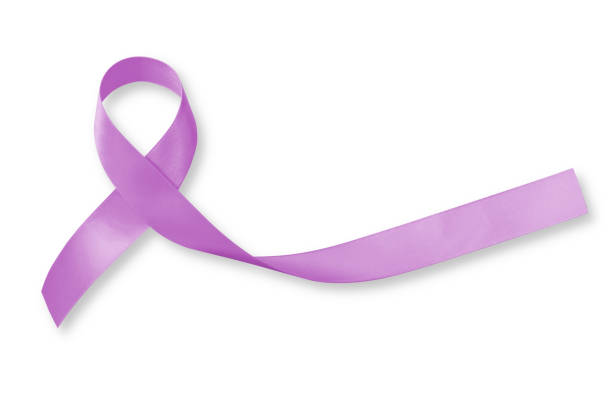 istock Lavender Ribbon for cancer awareness (all kinds) isolated on white background: 960748814