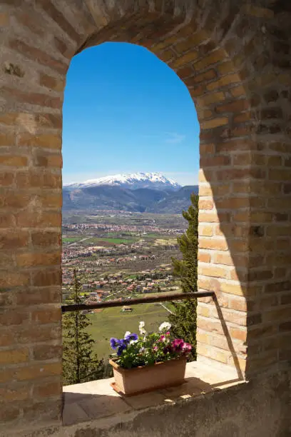 Photo of Arch of the cloister of the Hermitage of Sant'Onofrio in Morrone overlooking the Peligna Valley