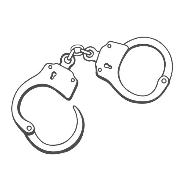 Vector illustration of Handcuffs Hand drawn