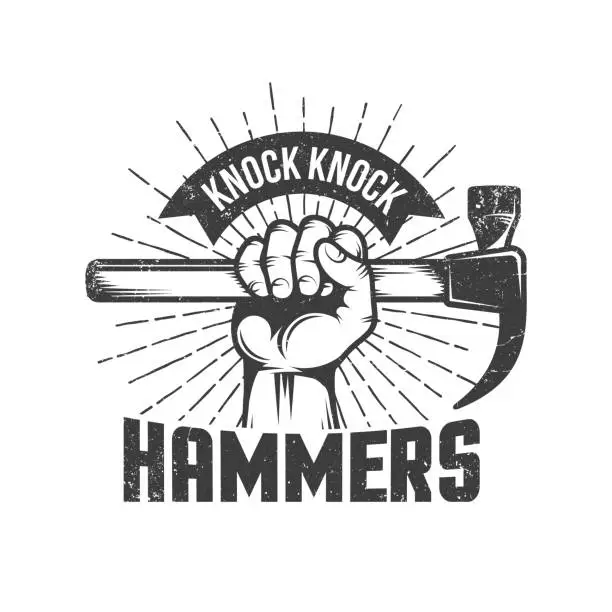 Vector illustration of Hand with hammer