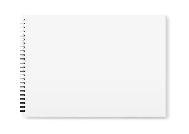 вектор реалистичный макет альбома для рисования с черной спиралью. - sketch pad stock illustrations