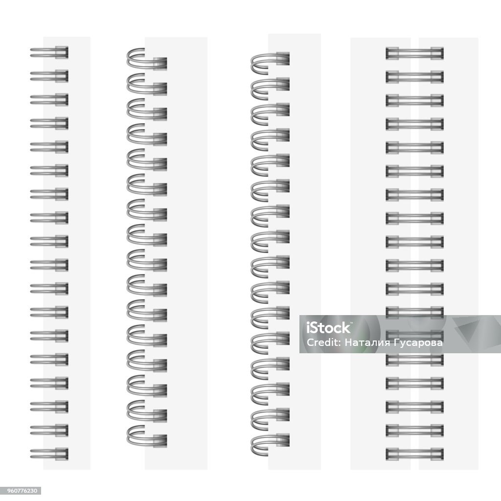 Vektor setzen realistische Bilder von silbernen Spiralen für ein Notebook. - Lizenzfrei Freundschaftliche Verbundenheit Vektorgrafik