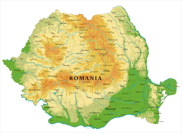 illustrations, cliparts, dessins animés et icônes de carte de relief de la roumanie - romania