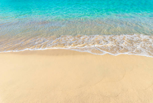 istock Sand beach with soft sea water wave, summer holiday background 960791554