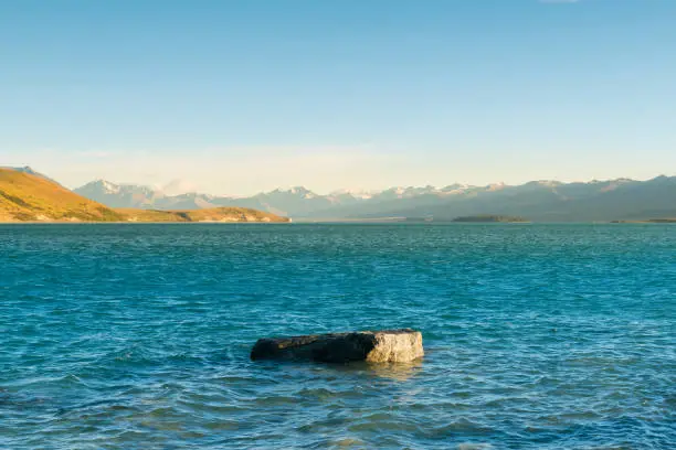 Tekapo water lake with Mt.Cook background, New Zealand natural landscape south island