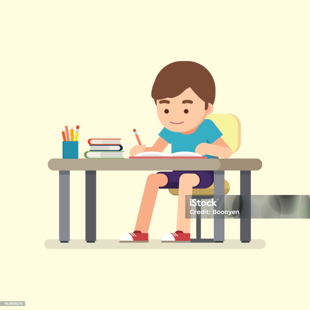 Illustration Kid Boy Student Preparing School Stock Vector