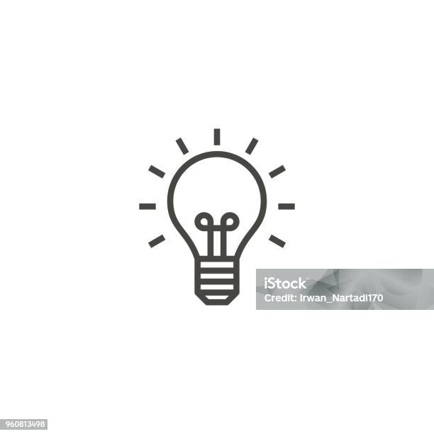 Лампочка Идея Вектор Контура Лампы — стоковая векторная графика и другие изображения на тему Лампа накаливания - Лампа накаливания, Иконка, Вдохновение