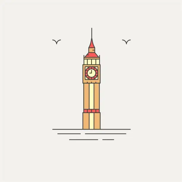 Vector illustration of Big ben london english landmark icon vector illustration