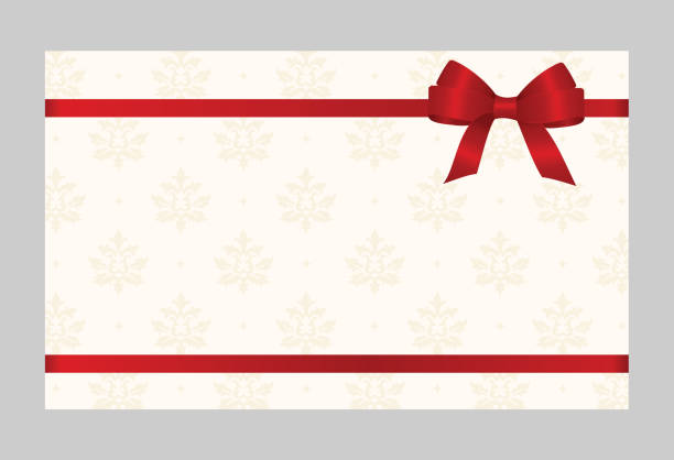 istock Invitation, Greeting or Gift Card With Red Ribbon And A Bow  on Decorative Elements  background.  Gift Voucher Template with  place for text. 960825636