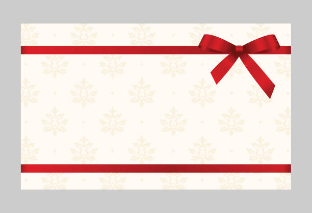 istock Invitation, Greeting or Gift Card With Red Ribbon And A Bow  on Decorative Elements  background.  Gift Voucher Template with  place for text. 960826224