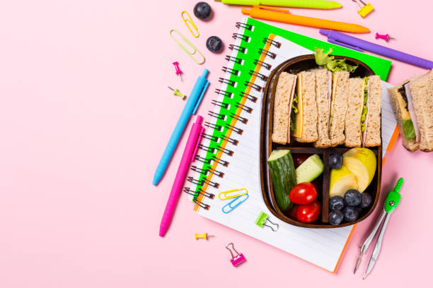 istock School wooden lunch box with sandwiches 960829060