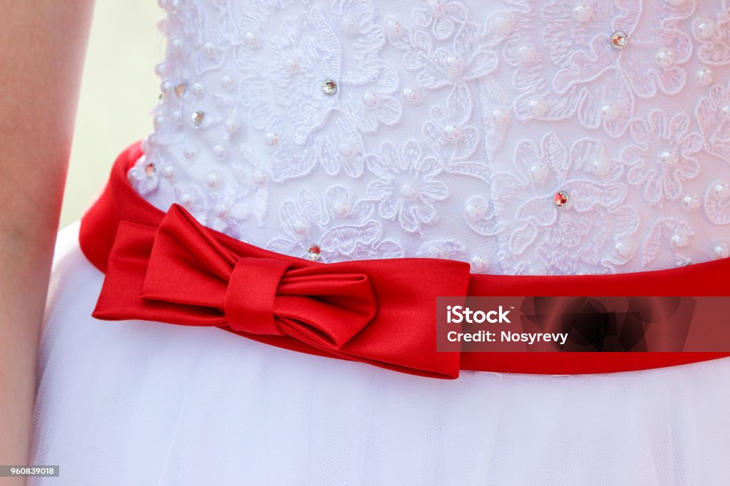 Red Bow On Wedding Dress Stock Photo - Download Image Now - Girdle, Bride,  Belt - iStock