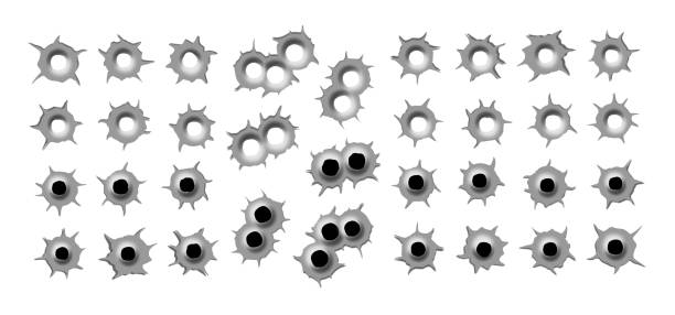grand nombre de trous de balle dans différentes nuances - two dimensional shape paper exploding peel photos et images de collection
