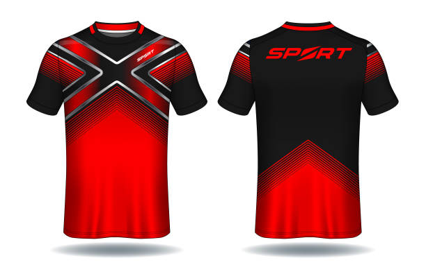 istock Soccer jersey template.Red and black layout sport t-shirt design. 960847388