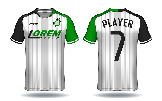 ✓ Imagen de Plantilla de camiseta de fútbol. Blanco y negro diseño de camiseta deporte. Fotografía de Stock ✓ Imagen de Plantilla de camiseta de fútbol. Blanco y negro diseño de camiseta deporte. Fotografía de Stock