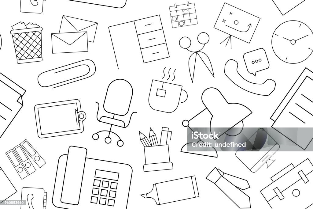 Vector Office Pattern Office Seamless Background Stock Illustration ...