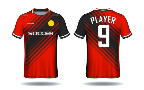istock Soccer jersey template.Red and black layout sport t-shirt design. 960854722