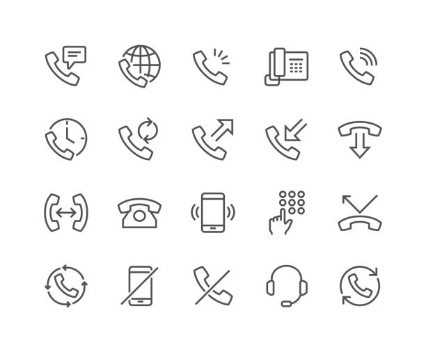 linie phone icons - am telefon stock-grafiken, -clipart, -cartoons und -symbole
