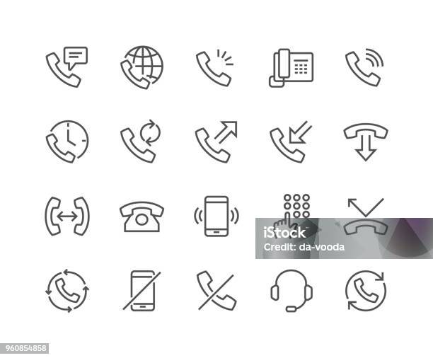 Linie Phone Icons Stock Vektor Art und mehr Bilder von Icon - Icon, Telefon, Am Telefon