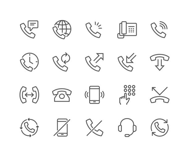 Line Phone Icons Simple Set of Phone Related Vector Line Icons. Contains such Icons as Global Calls, Online Support, Mobile Phone and more. Editable Stroke. 48x48 Pixel Perfect. phone stock illustrations