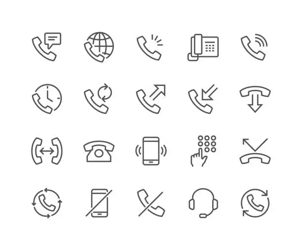 Vector illustration of Line Phone Icons