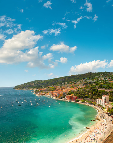 Mediterranean Sea landscape. Villefranche near Nice and Monaco, French riviera, France