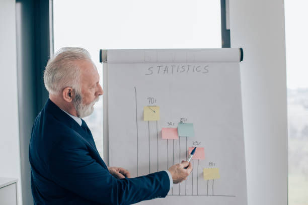 istock Senior business man writing at whiteboard 960866360