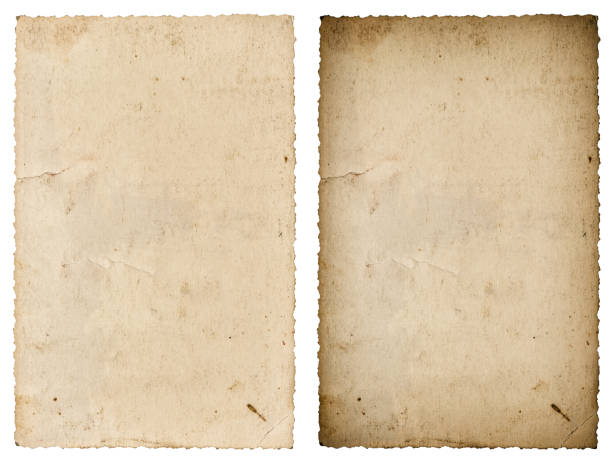 istock Used paper sheet Vintage photo frame isolated white background 960866636