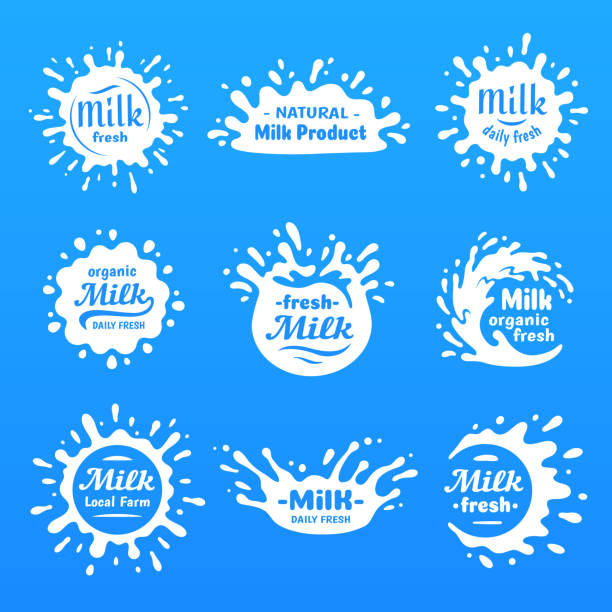 joghurt-splash, melkt makula oder milchiges getränk fleck. naturjoghurt sahne oder milch blots silhouette vektor-cartoon-form-set - dairy farm liquid food and drink splashing stock-grafiken, -clipart, -cartoons und -symbole