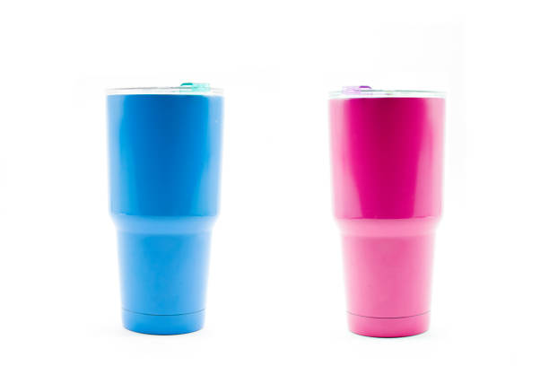 Colors steel mug isolated on white background. Yeti mug.