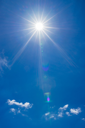 Beautiful sun and blue sky background