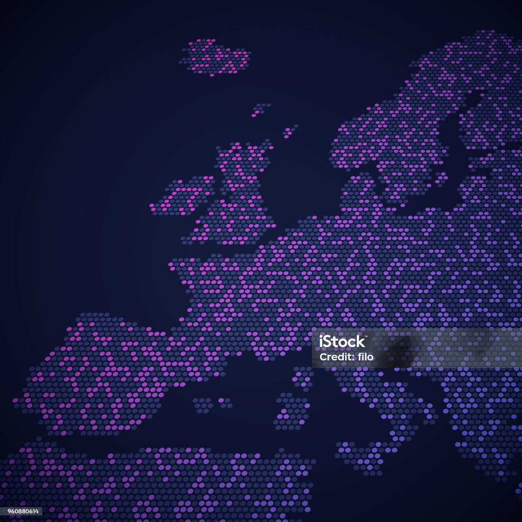 Abstract Eu Map Europe Map Abstract Dots Stock Illustration - Download Image Now ...