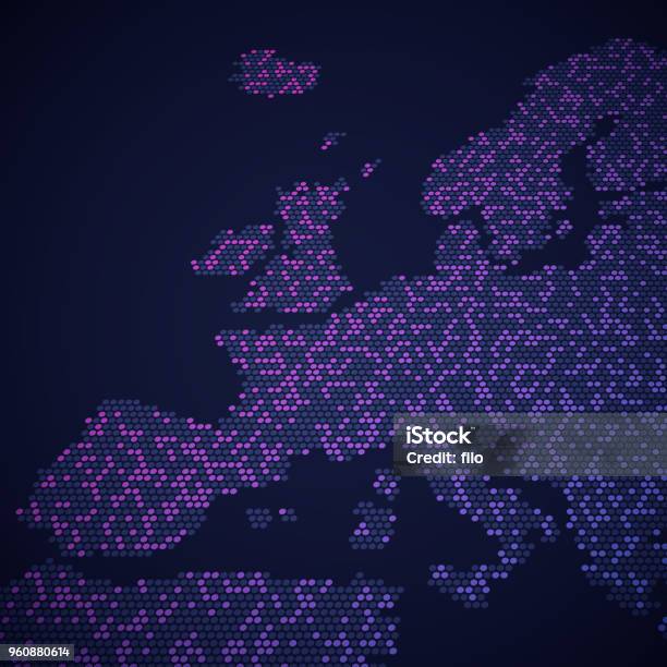 Abstract Eu Map Europe Map Abstract Dots Stock Illustration - Download Image Now ...