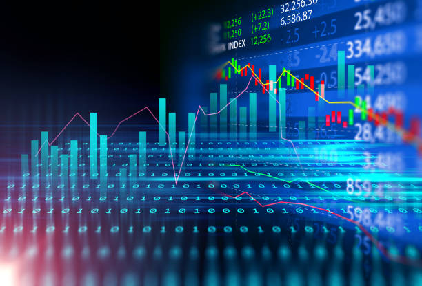 istock stock market investment graph with indicator and volume data. 960881556