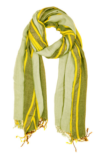 istock Silk scarf. Yellow silk scarf isolated on white background 960889440