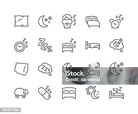 istock Line Sleep Icons 960897964