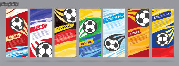 Soccer card design, football vector set. - ilustração de arte vetorial