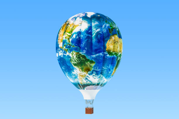 istock Travel concept. Hot air balloon with texture of Earth map, 3D rendering 960902008