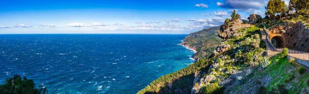 Idyllic sea view of coast landscape on Mallorca, Balearic Islands, Mediterranean Sea