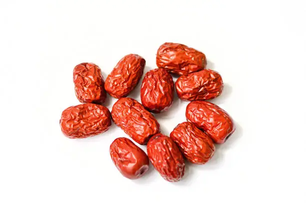 Chinese Red Jujube Isolated on White Background. Jujube is also called Chinese date and often used as traditional Chinese medicine.