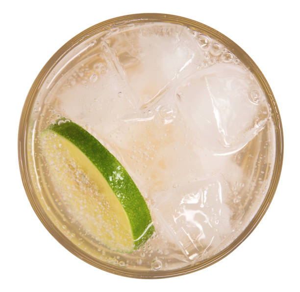 istock Fresh cocktail lemonade, honey lemon soda with lime slice and mint top view isolated on white background, clipping path include 960906812