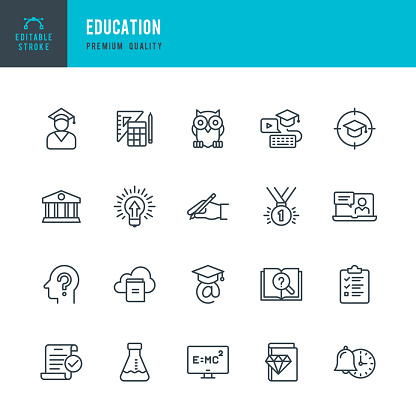 Set of Education thin line vector icons