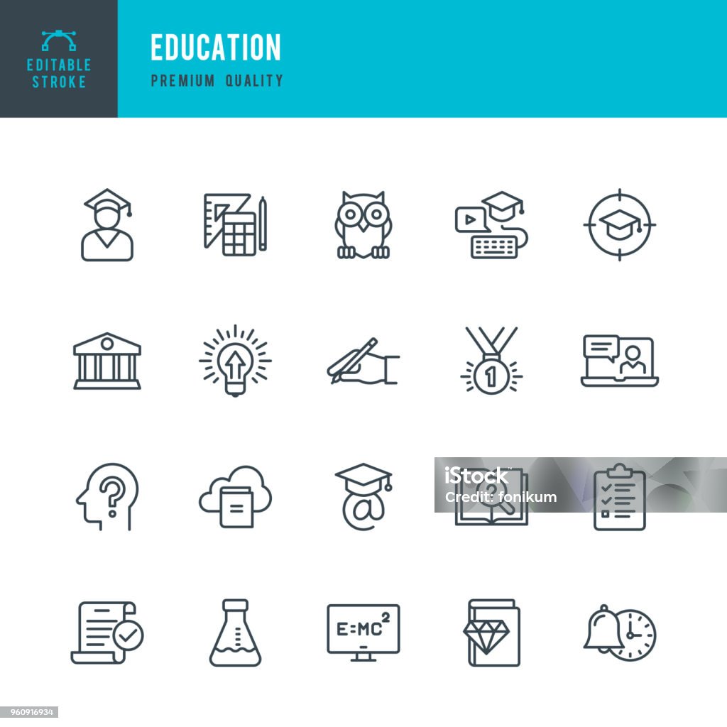 Education - set of vector line icons Set of Education thin line vector icons Icon Symbol stock vector