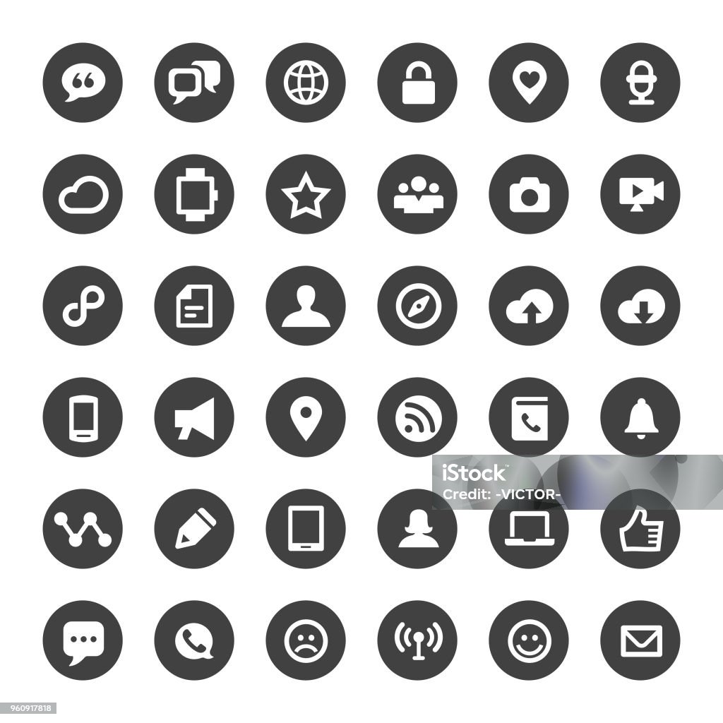 Communication Icons - Big Circle Series Communication, social media, Icon Symbol stock vector