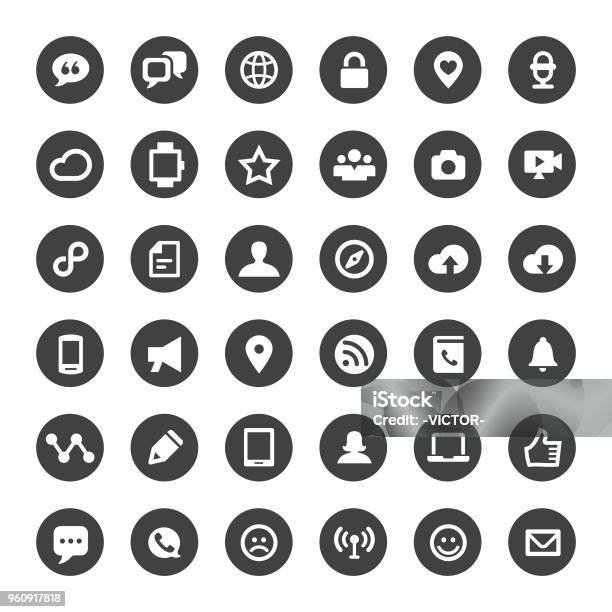 Communication Icons Big Circle Series Stock Illustration - Download Image Now - Icon Symbol, Circle, Social Media