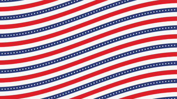amerykański amerykański flaga tło poziome baner internetowy. kompozycja falowa niebieska, czerwona i biała. ilustracja wektorowa. - founding fathers stock illustrations