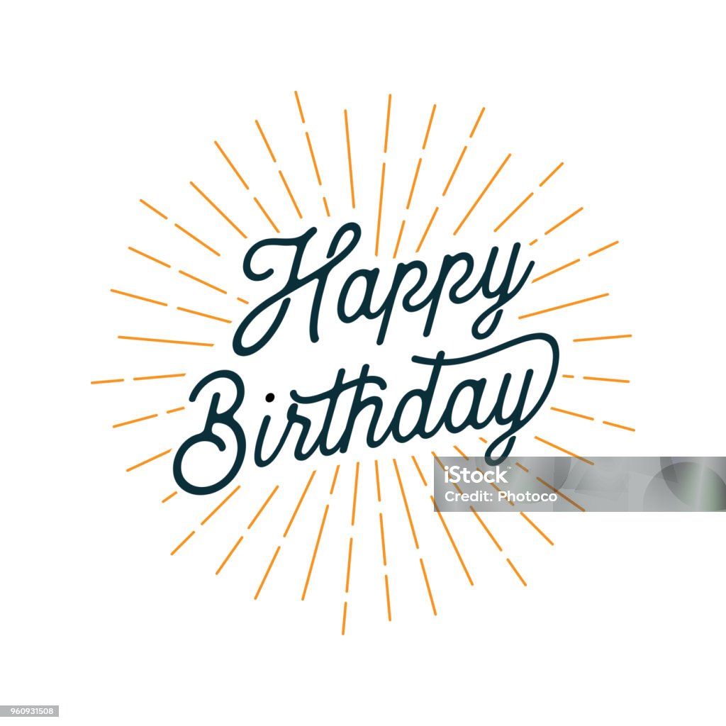 Happy Birthday Card mit Lichtstrahlen - Lizenzfrei Geburtstag Vektorgrafik