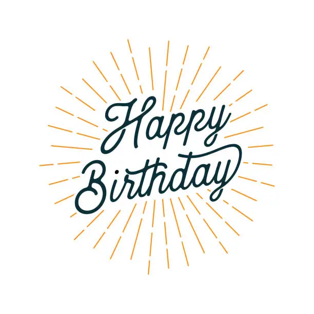 Vector illustration of Happy Birthday Card with Light Rays